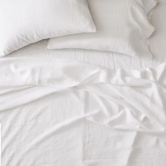 ❤️BUY 2 GET 1 FREE West Elm European Flax Linen Sheet Set, White,vQueen, $279 - Picture 1 of 16